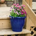 thumbnail image 2 of Sunnydaze Studio High-Fired Glazed UV and Frost-Resistant Ceramic Outdoor Flower Pot with Holes - 11" Diameter - Imperial Blue - 2-Pack, 2 of 9