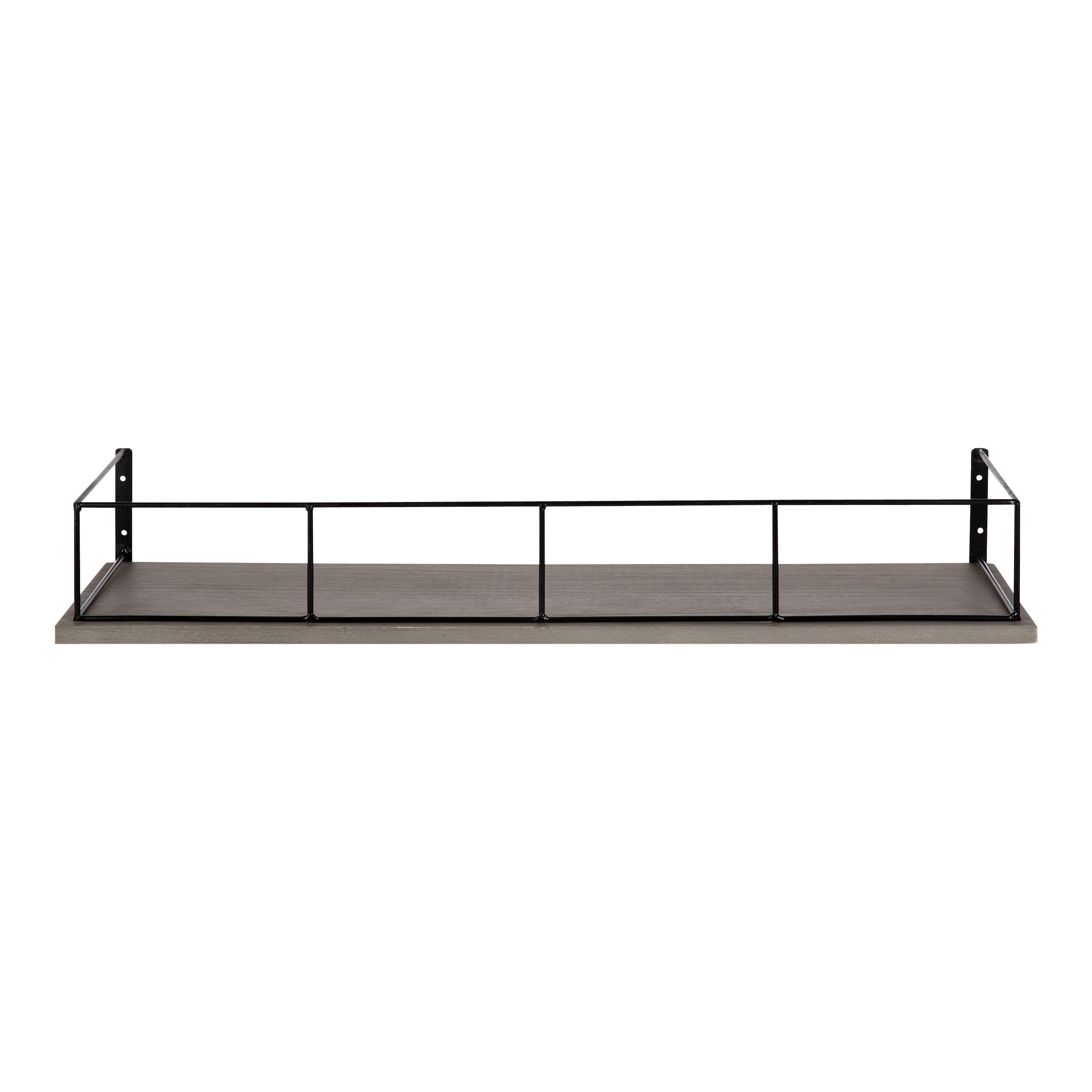 Kate and Laurel Benbrook Wood Wall Shelf, 24" x 8", Gray and Black, Rustic Farmhouse Storage