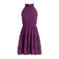 thumbnail image 7 of KPOPLK Girls Summer Dress Teen Ruched Ruffled Tween Skirt Summer Girls Flowy Swing Layered Beach Vacation Mini Cami Dresses 4-14Y(5-6 Years,Purple), 7 of 7