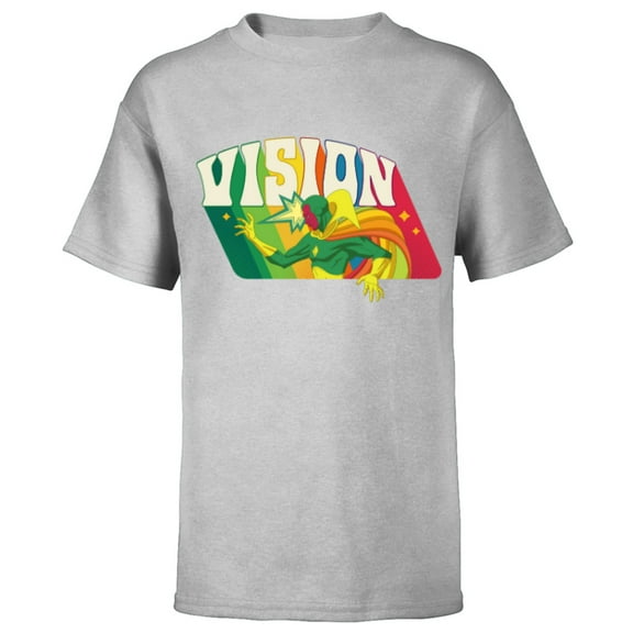Marvel Avengers Vision Solar Gem Rainbow Comic Retro - Short Sleeve T-Shirt for Kids - Customized-Athletic Heather