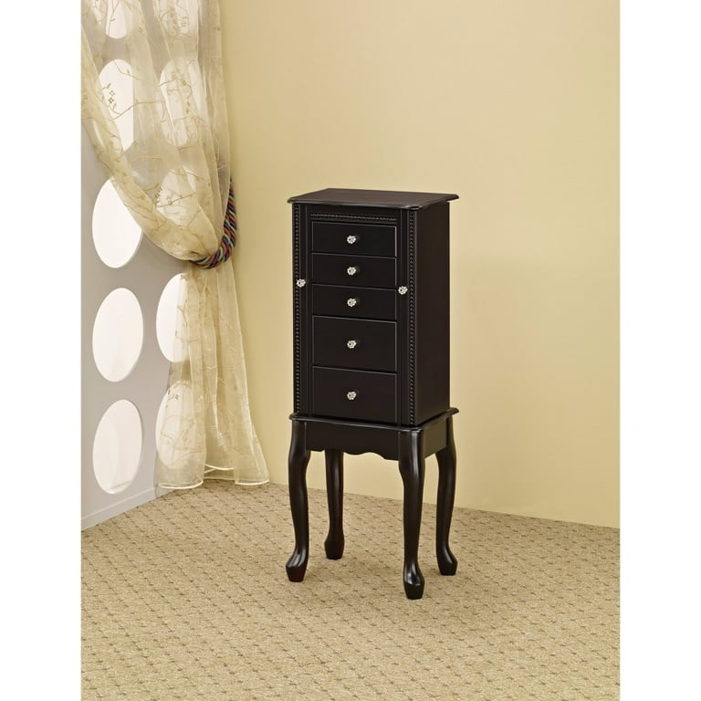 Benzara BM159233 Queen Anne Style Jewelry Armoire, Black