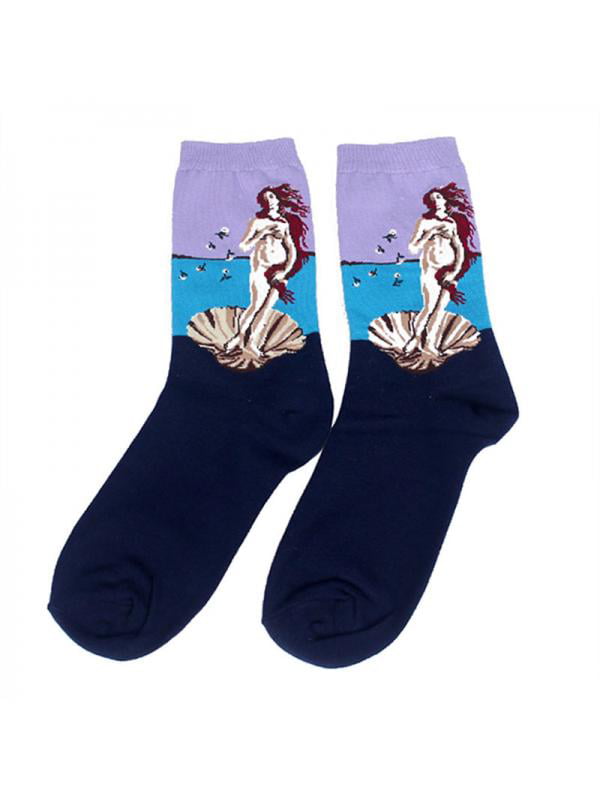 Men High Ankle Cotton Crew Socks Happy New Year Picture Casual Sport Stocking