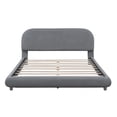 thumbnail image 3 of Teddy Fleece Queen Size Upholstered Platform Bed with Thick Fabric, Solid Frame and Stylish Curve-shaped Design, Gray, 3 of 9