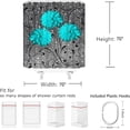 thumbnail image 4 of Teal Floral Shower Curtain Dahlia Turquoise Flower Water Drop Rain Abstract Leaf Rustic Plant 3D Vivid Modern Print Art Polyester Bathroom Decor Curtain Sets with Hooks, 70''Wx70''H/180x180cm, 4 of 5