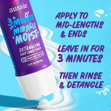 Aussie Miracle Moist Shampoo, Conditioner, & Deep Conditioner Set, Paraben Free, for Dry Hair Types