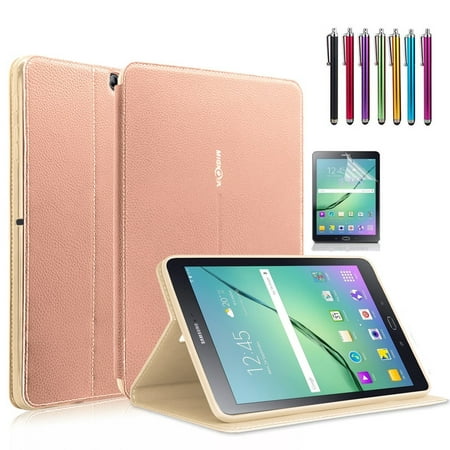 Samsung Galaxy Tab S2 8.0 Case, Mignova - Auto Sleep /Wake, Card Pocket, KickStand Feature, Premium PU Leather Folio Smart Cover Case + Screen Protector Film and stylus pen (Rose (Best Pocket Projector For Ipad)