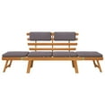 vidaXL Patio Bench Outdoor Garden Bench with Cushions 2in1 Solid Wood