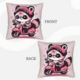 thumbnail image 4 of LNWH Cartoon Raccoon Motorcycle Throw Pillow Covers, Square Soft Linen Decorative Pillow Cases, 18"x18", 4 of 8