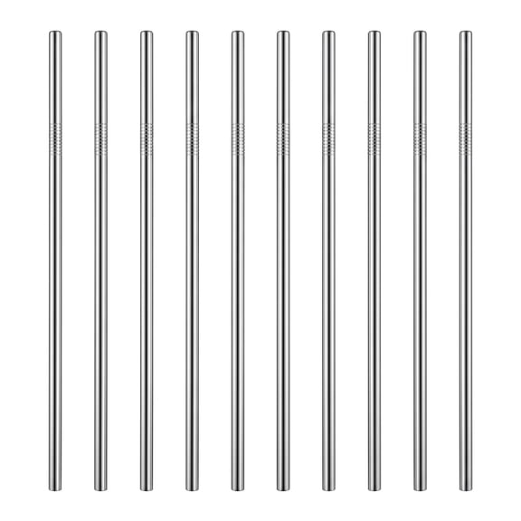 REGALWOVEN 10 Pcs Reusable Straws, Stainless Steel Straws, Long Drinking Straws for 40 oz Tumbler, Dishwasher Straws Silver A
