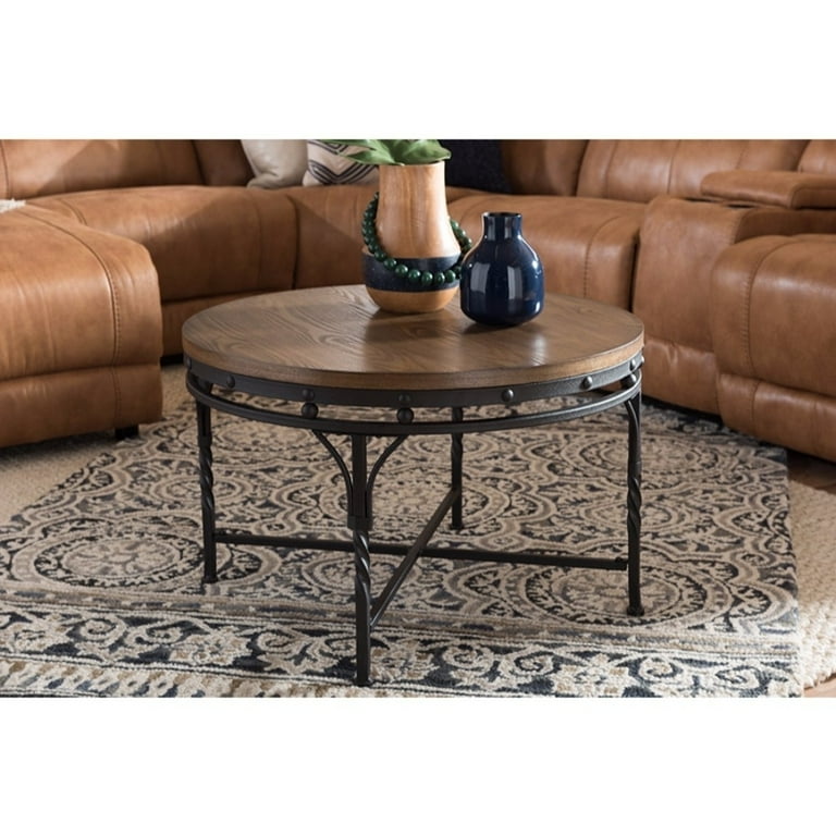 Baxton Studio Austin Vintage Industrial Antique Bronze Round Coffee Cocktail Occasional Table Baxton Studio Austin Vintage Industrial Antique Bronze Round Coffee Cocktail Occasional Table