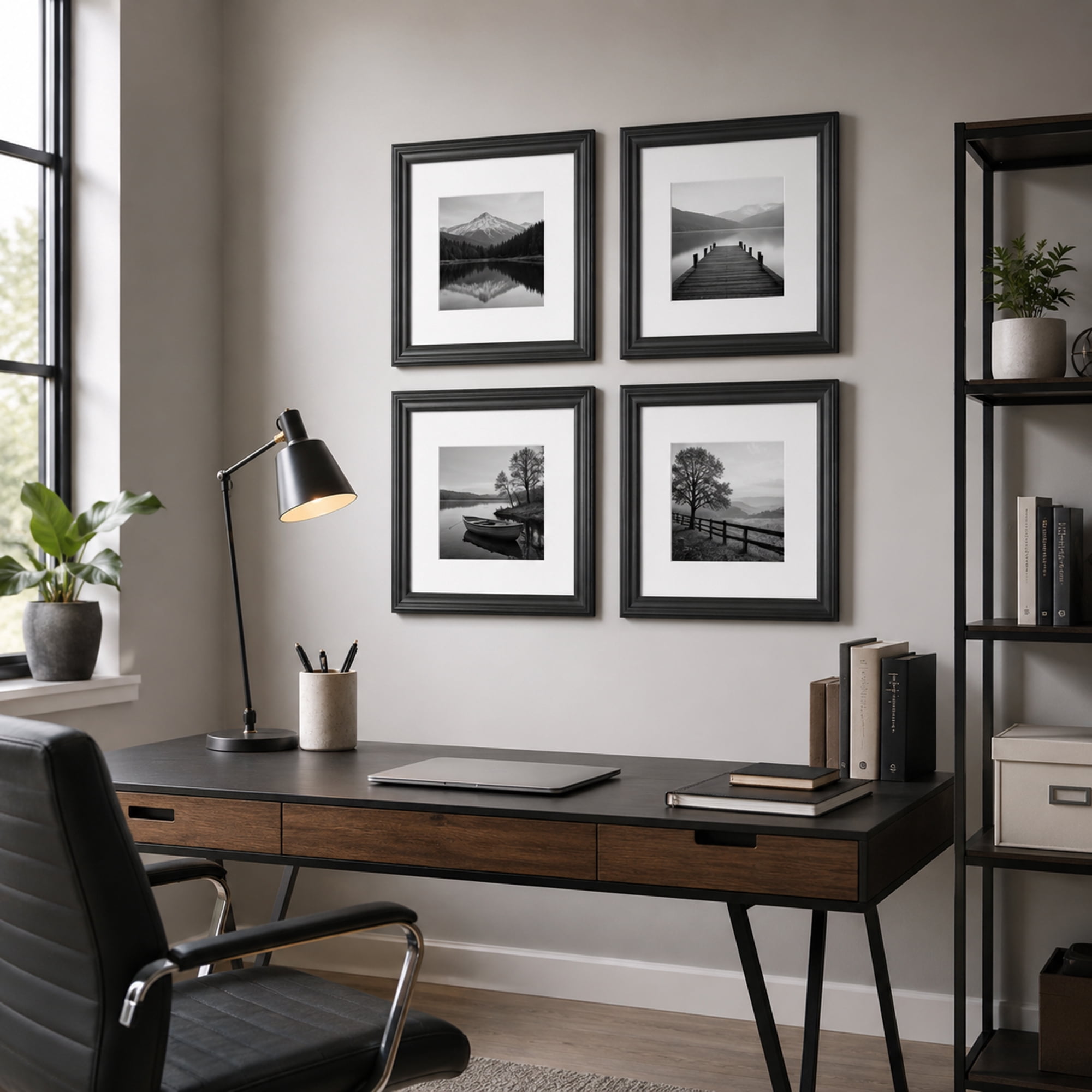 FungYuan 12x12 Matted 8x8 Picture Frame Set of 4 for Gallery Wall Photos,Black
