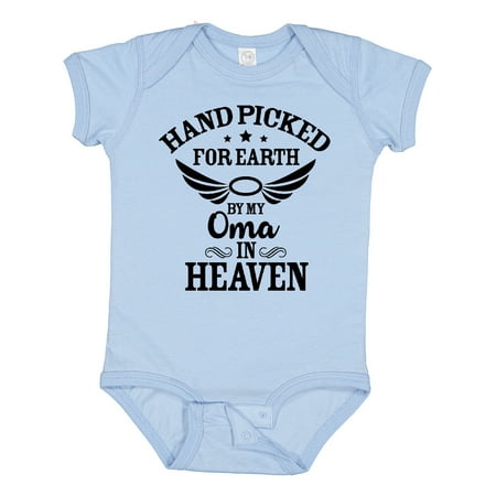 

Inktastic Handpicked for Earth by My Oma in Heaven with Angel Wings Boys or Girls Baby Bodysuit