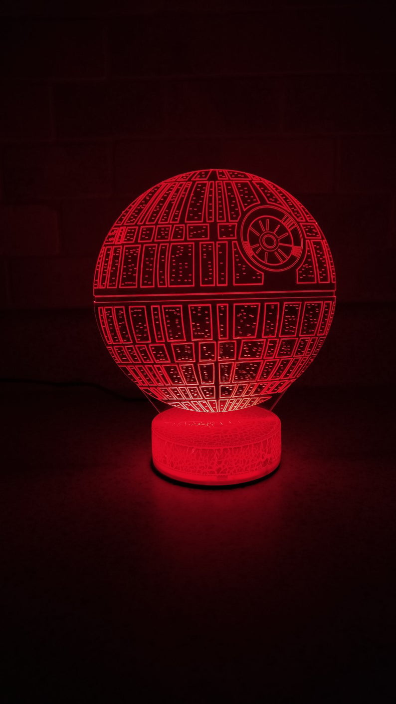Night Light Lamp Acrylic 3D Christmas Star Wars Death Star Chrsitmas Gift