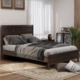 thumbnail image 2 of Classic Queen Platform Bed, Solid Wood Platform Bed Frame with Headboard and Footboard, Sturdy Mattress Foundation with Under Bed Storage for Living Room Bedroom, No Box Spring Needed, Brown, 2 of 5