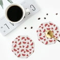 thumbnail image 4 of Lsque Hand Drawn Watermelon Pattern 4" Drink Coasters Set of 4, PVC Leather Absorbent Coasters, Table Coaster Set Decorative Coffee Cup Coasters Housewarming Gift -Octagon, 4 of 6