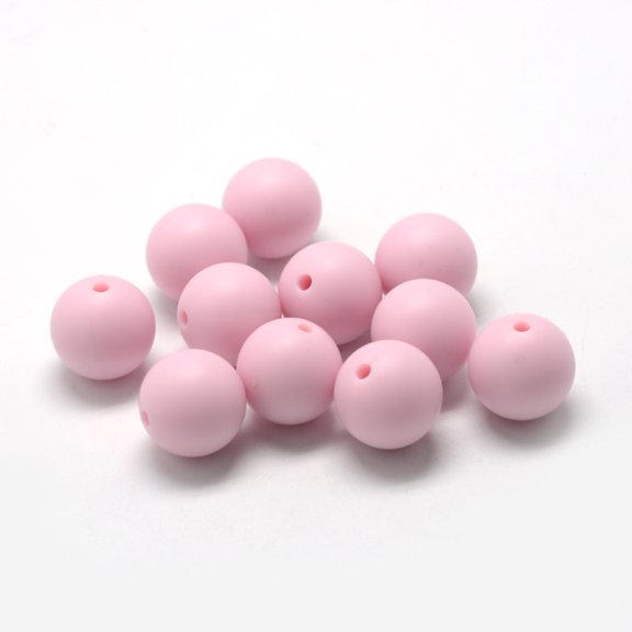 Food Grade Eco-Friendly Silicone Beads Chewing Beads For Teethers DIY Nursing Necklaces Making Round Pink 12mm Hole: 2mm