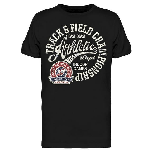 Smartprints Mens Graphic Tee - Logo Track And Field - Regular Fit 100% Cotton