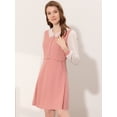 thumbnail image 3 of Vestido Midi Elegante Con color De Contraste Y Cuello En V de Manga Larga Para Mujer Rosa M, 3 of 5