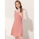 thumbnail image 3 of Vestido Midi Elegante Con color De Contraste Y Cuello En V de Manga Larga Para Mujer Rosa XS, 3 of 5