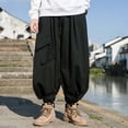 thumbnail image 4 of RUTAYY Men's Pants Retro Large Pockets Wide Leg Work Daily Wear Soft Comfortable Fashion Playful Trousers, 4 of 6