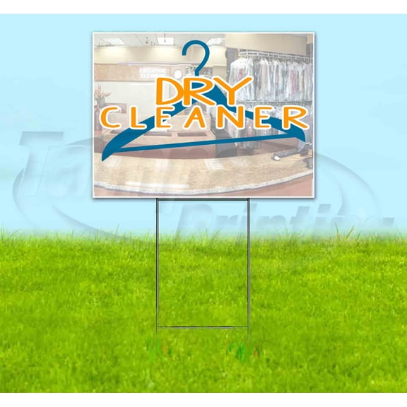 Dry Cleaner (18" x 24") Yard Sign, Includes Metal Step Stake