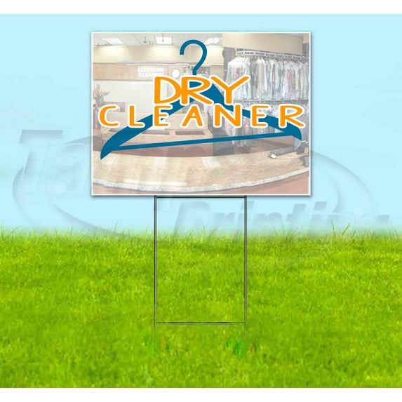 Dry Cleaner (18" x 24") Yard Sign, Includes Metal Step Stake