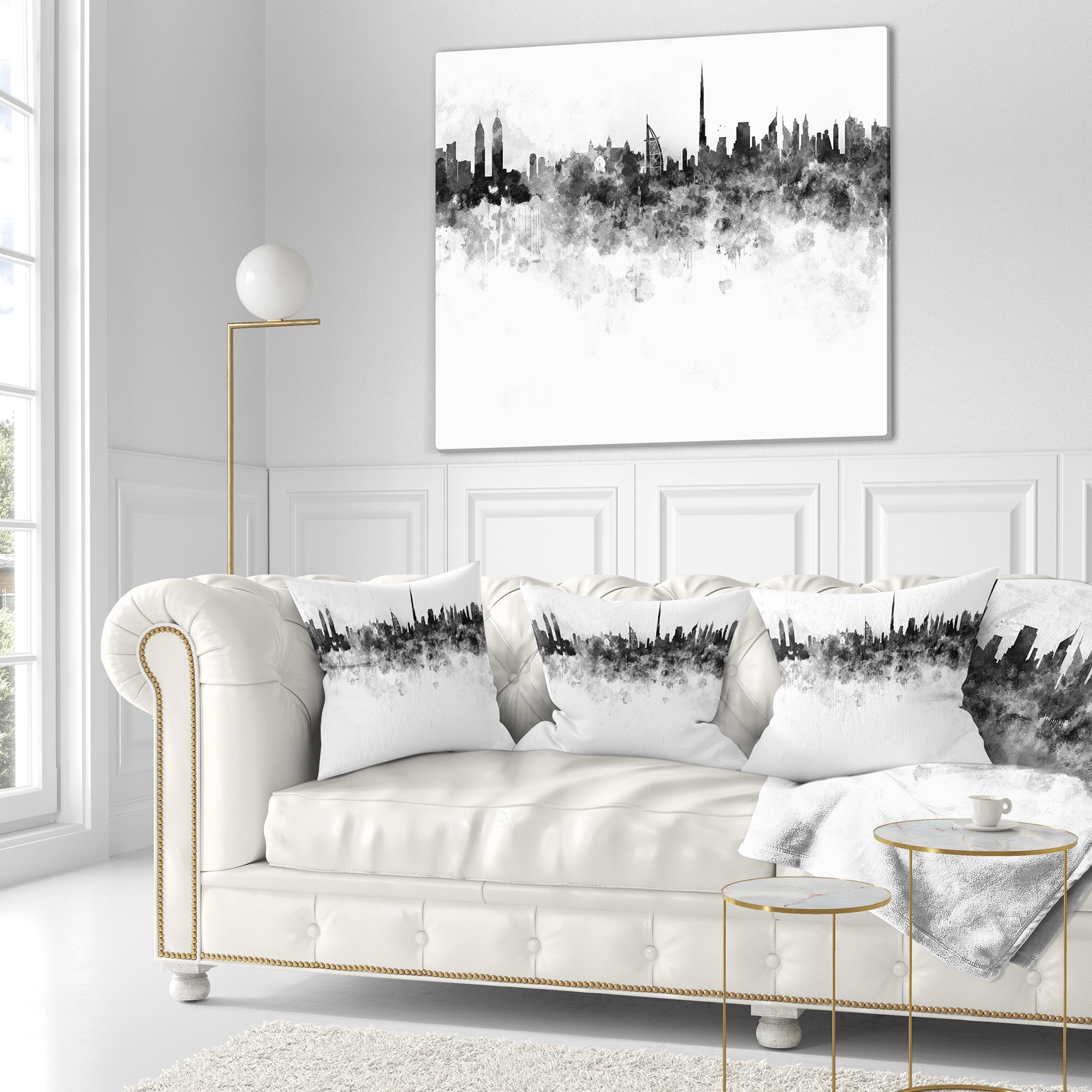 Designart Dubai Skyline - Cityscape Throw Pillow - 18x18