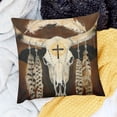 thumbnail image 2 of SHANXI Skull Pillow Cover with Style Pillow Case Bull Skull Brown Flannel Pillow Covers Cushion Cover Decor for Sofa Couch 18x18in, 2 of 5