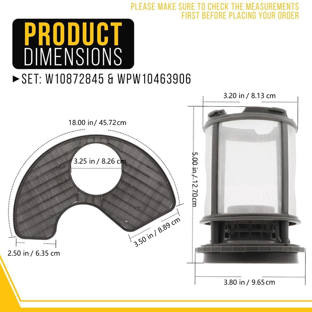 Miiottaa Original Dishwasher Pump Filter Cup And Fine Screen Replacement Set For Various Brands