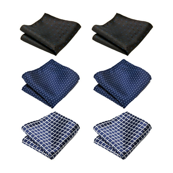 TELOLY 6Pcs Pocket Squares for Men,Wedding Hanky Pocket Squares for Men,Water & Stainproof Polyester Handkerchiefs,Style1