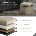 thumbnail image 4 of Ornavo Home 1 Pack Small Storage Ottoman Foldable Collapsible Cube Square Linen Ottoman Foot Rest Stool Seat, for Living Room, Bedroom, Home Office, Dorm - 12 x 12 x 12, Taupe, 4 of 7