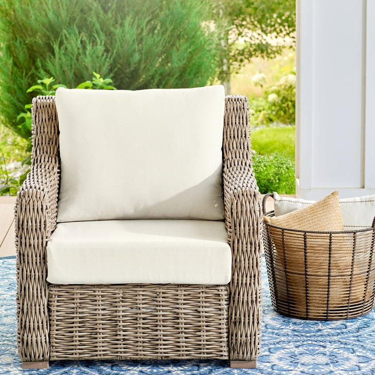 Better Homes Gardens 24 inchx 24 inch Premium Beige Outdoor 2 Piece Deep Seat Cushion Size 20 Large x 24 W x 7 H 24 L x 24 W x 5.5