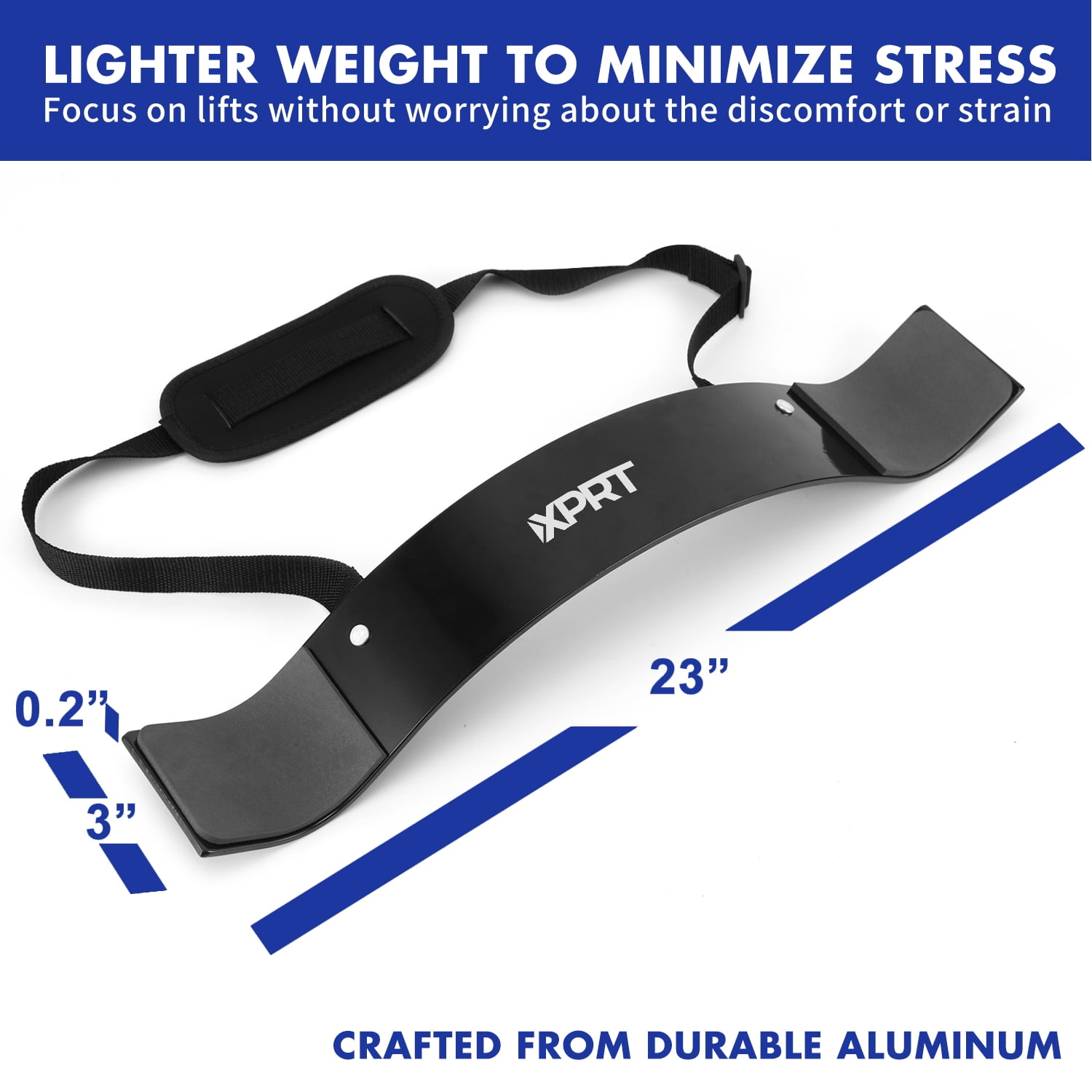 XPRT Fitness Adjustable Arm Blaster for Biceps, triceps, muscle isolator for bodybuilding Weight Lifting Belts, Aluminum Black, 23 x 3 x 0.2 inches