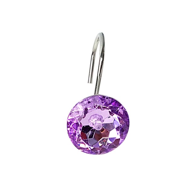 Kearding 12 Uds. Ganchos redondos para cortina de ducha, diamantes de imitación acrílicos, pantalla para ventana de baño, barra para cortinas, gancho Tratamientos de ventanas violeta Kearding HA0894-02B