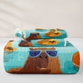 thumbnail image 5 of jejeloiu Kawaii Capybara Print Twin Quilt Set,Cute Animals Twin Coverlet Set For Boys,Teal Orange,2pcs, 5 of 7
