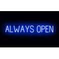 thumbnail image 1 of SpellBrite ALWAYS OPEN Neon-LED Sign for Business. 43.3" x 6.3" Ultra Bright, Energy Efficient, Long-Life LED. Visible Indoors from 500+ Feet with 8 Animation Settings (Blue), 1 of 4