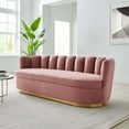 thumbnail image 2 of Tufted Sofa, Pink, Velvet, Modern Contemporary, Mid Century Living Hotel Lounge Cafe Lobby, 2 of 8