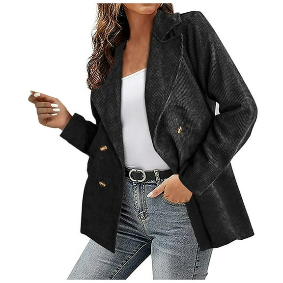 Women'S Corduroy Blazers & Suit Jackets Fashion Dressy Long Sleeve Work Office Suit Jackets Blazer Black S