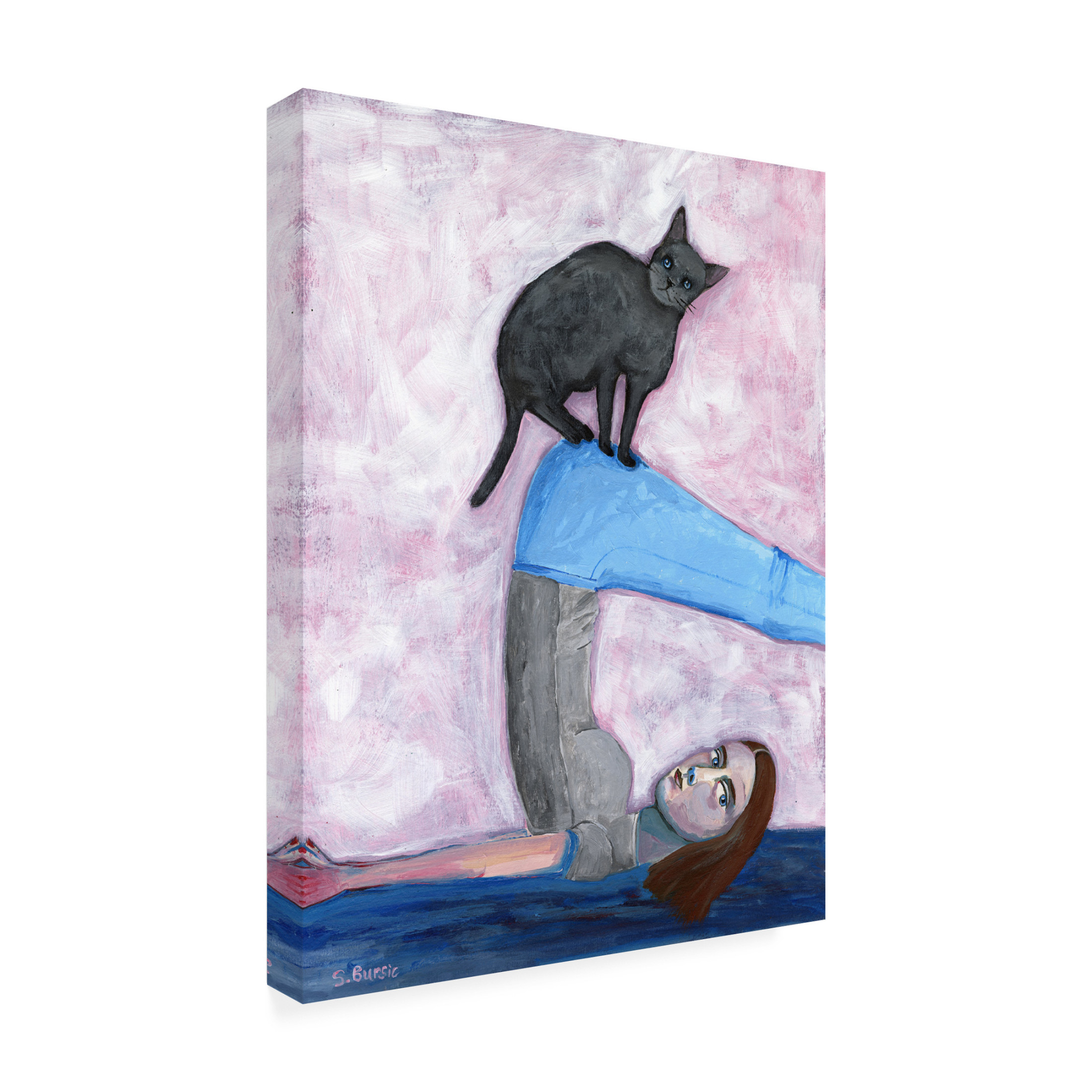Trademark Fine Art Sharyn Bursic Yoga with my Cat Canvas Wall Art