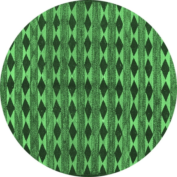 Ahgly Company Indoor Round Abstract Emerald Green Contemporary Area Rugs, 7' Round