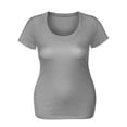 thumbnail image 2 of Essential Basic Scoop Neck Short Sleeve Tee for Women Tshirt -Plus, Heather Gray, 2XL, 2 of 3