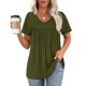 thumbnail image 2 of Tops casuales para mujer,Blusa plisada informal con cuello en V para mujer, manga corta, poliéster, ligera y cómoda, ideal para usar en casa, sopatenor, 2 of 9
