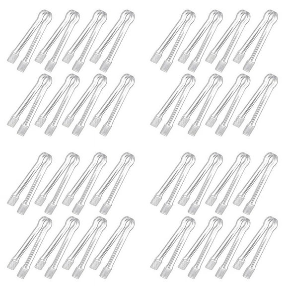 32 Pcs Plastic Buffet Serving Tongs Mini Serving Utensil Tongs Appetizers Tongs Clear Kitchen Tongs 6.3 Inch Small Ice