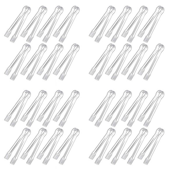 32 Pcs Plastic Buffet Serving Tongs Mini Serving Utensil Tongs Appetizers Tongs Clear Kitchen Tongs 6.3 Inch Small Ice