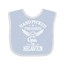 Inktastic Handpicked for Earth by My Opa in Heaven with Angel Wings Boys or Girls Baby Bib