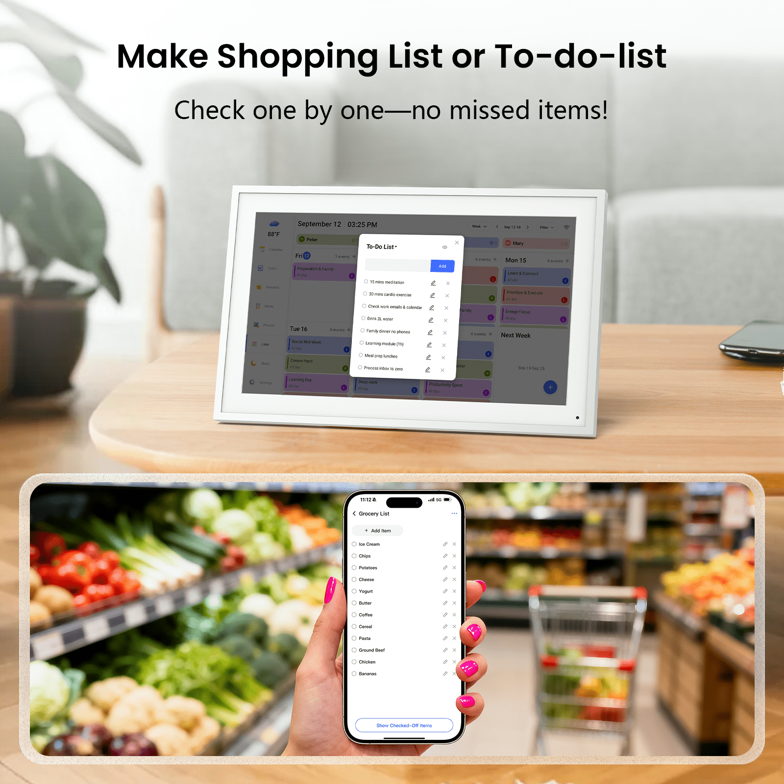NEWYES 15.6" Digital Calendar 2026 Holiday Planning, Smart Family Schedules Meal Planner & Chore Chart,  Interactive Touchscreen, Wall & Desk Digital Picture Frame, Ideal Gift Choice for Mom