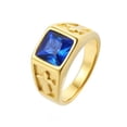 thumbnail image 3 of QQTDFG Gold Plated Stainless Steel Blue Stone Cross Ring for Men Women Wedding Gift-Silver Blue-12, 3 of 8