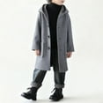 thumbnail image 4 of ATOGUTA Boys Dress Coats Kids Trench Coat Winter Pea Coat with Pockets Size 2T-15 Gray, 4 of 6