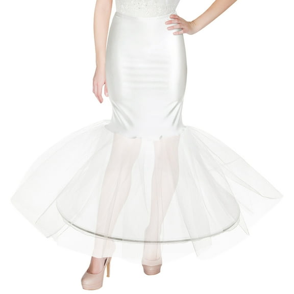 GOOHOCHY 1Pcs Fishtail Underskirt for Wedding Dress White Polyester Bridal Use