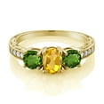 thumbnail image 2 of Gem Stone King 1.87 Ct Yellow Citrine Green Chrome Diopside 18K Yellow Gold Plated Silver Moissanite Ring (Size 6), 2 of 4